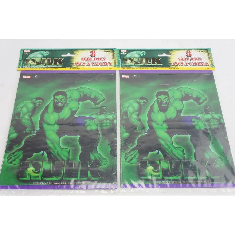 2-Pack Sealed Vintage 2000's Marvel‎ Hulk Party Loot Candy Favor 8 Bags Each